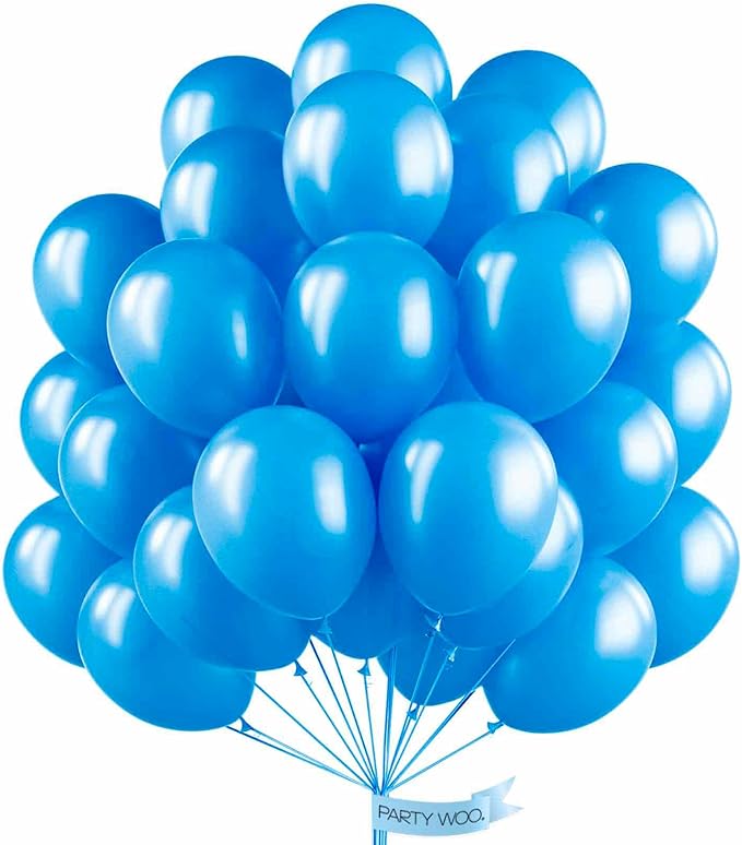 PartyWoo Pearl Blue Balloons 50 pcs 12 Inch Sky Blue Latex Helium Balloons for Graduation Wedding Baby Shower Gender Reveal Under the Sea Anniversary Birthday Party Decorations Blue-Z23