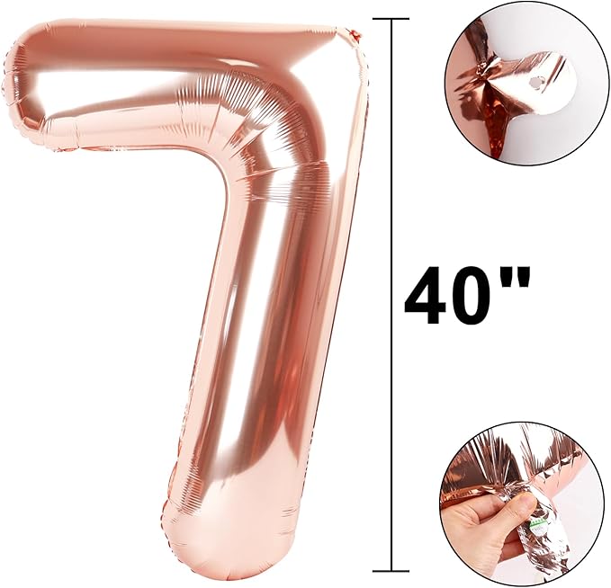40 Inch Rose Gold Balloon Number 17 Balloon,Jumbo Mylar Foil Helium Balloon for 17 Digital Balloons for Birthday Party,Wedding Anniversary Party Decorations
