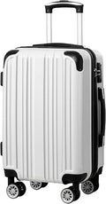 Coolife Carry On Luggage, Suitcase with Durable and Lightweight, carry on suitcase with PC+ABS Hardshell, Dual Spinner Wheels, TSA Lock, and YKK Zipper (white grid new, S(20in)_carry on)