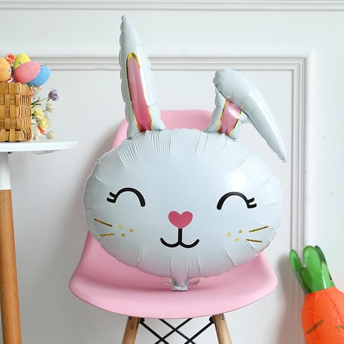 Easter Party Decorations, 16Pcs Happy Easter Banner and Large Easter Foil Balloons Decorations Set, Includes Bunny, Egg, Carrot, Daisy and Crucifix Mylar Balloons for Spring Party Holiday Celebrations