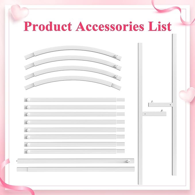 Wokceer Wedding Arch Backdrop Stand, 6 FT Square White Metal Arch Backdrop Stand for Wedding Ceremony Photo Booth, Outdoor Indoor Birthday Party, Garden Floral Balloon Arch Decoration