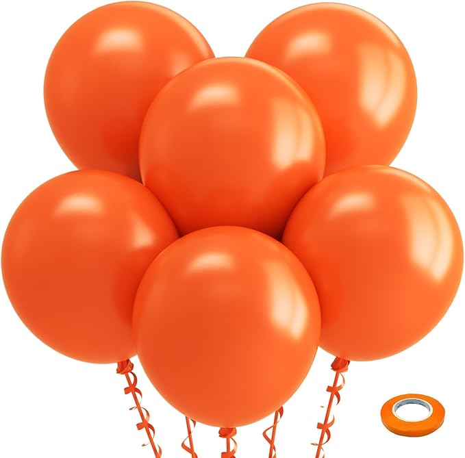 Bezente Large Thick Orange Balloons - 30 Pack Big Round Latex Balloons for Birthday, Bridal Shower, Wedding, Halloween Party Decorations