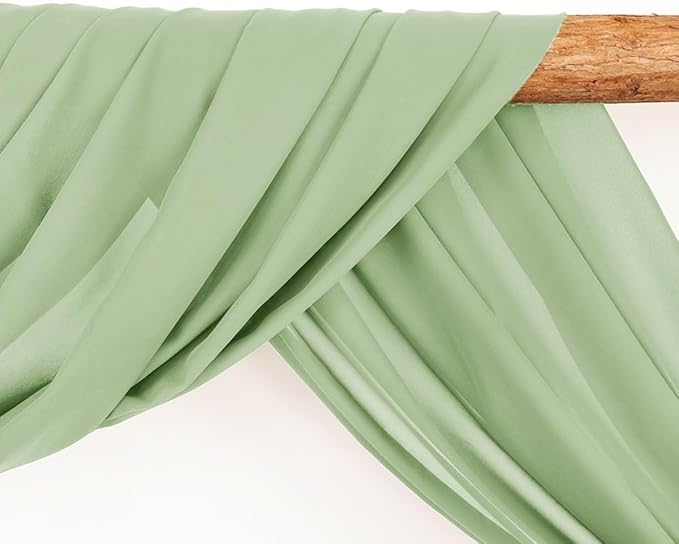 Wedding Arch Draping Fabric 30'' x 18FT Sheer Chiffon Arch Drape Backdrop 1 Panel Sage Green Drape for Easter Bridal Shower Baby Shower Photo Booth Church Decor Birthday Party Outdoor Decor