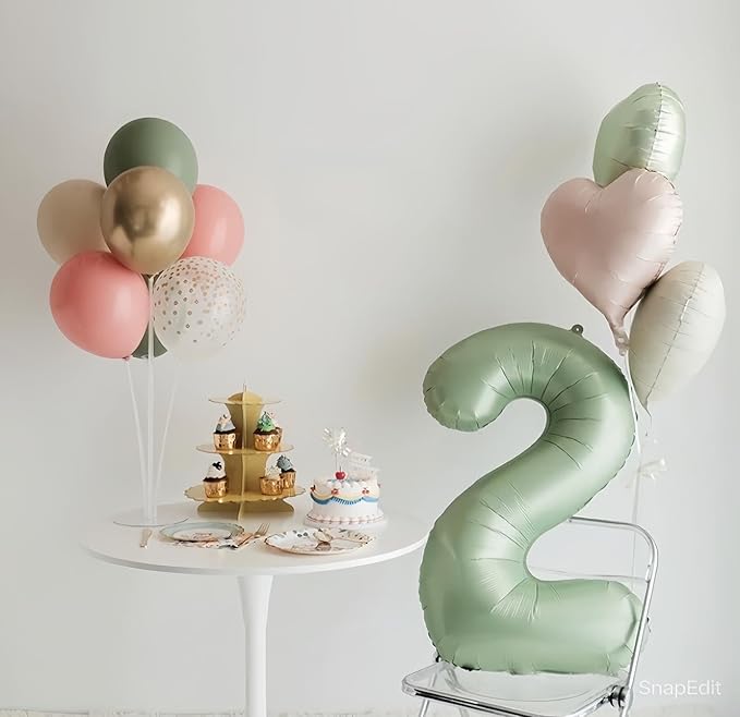 Sage Green Number 1 Balloon for First Birthday 40 Inch, 1st One Number Balloons Birthday Decorations for Girl Boy Toddler Baby