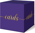 QIKSION Purple Graduation Card Box, Gold Foil Gift Card Box for Graduation, Party, Wedding Reception, Birthday, Baby Shower, Raffle