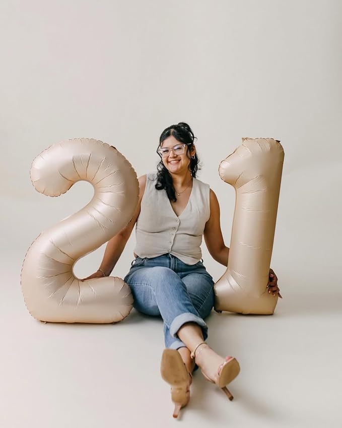Light Brown Number 0 Balloon 40 Inch, 0 Balloon Numberfor 10th 20th 30th 40th 50th 60th Birthday Decorations, Light Brown Party Supplies for Men Women