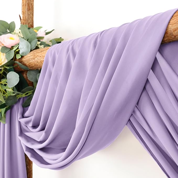 Wedding Arch Draping Fabric 30'' x 18FT Sheer Chiffon Arch Drape Backdrop 1 Panel Lilac Drape for Easter Bridal Shower Baby Shower Photo Booth Church Decor Birthday Party Outdoor Decoration