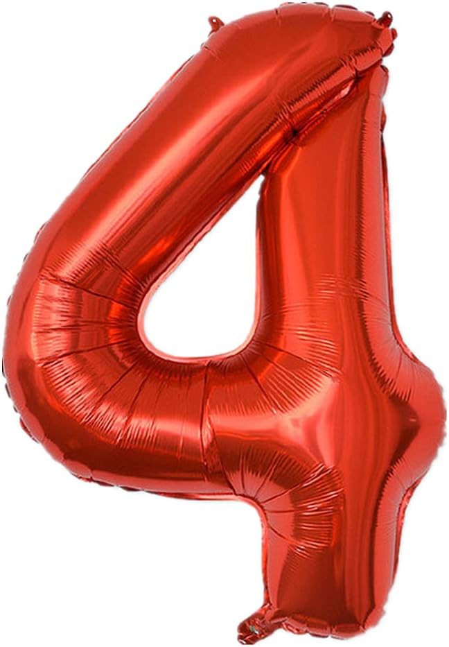 YPSelected 32 Inch Large Foil Helium Number Balloon Birthday Wedding Party 0-9 (Red, 4)