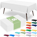 misaya 8 Packs Disposable Plastic Table Cloth, 54 x 108 Inch Waterproof Rectangle Tablecloth, Leakproof & Sturdy Decorative Table Covers for Easter, Picnic, Party and Outdoor, White