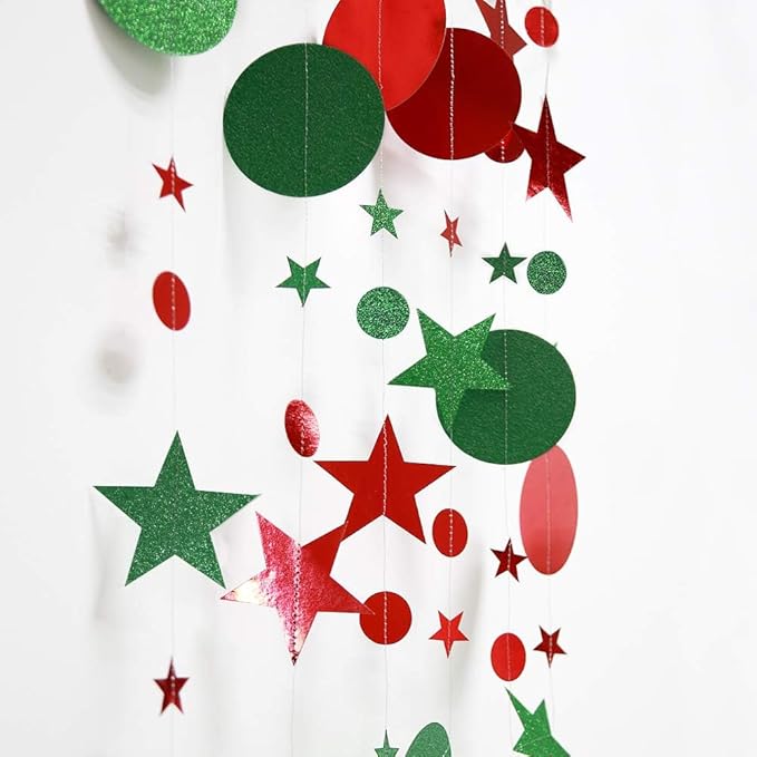 Decor365 Glitter Christmas Party Decorations Hanging Christmas Decoration Ugly Sweater Red Green Garlands Xmas Tree Star Streamer Photobooth Backdrop Office Classroom Birthday Party Decor