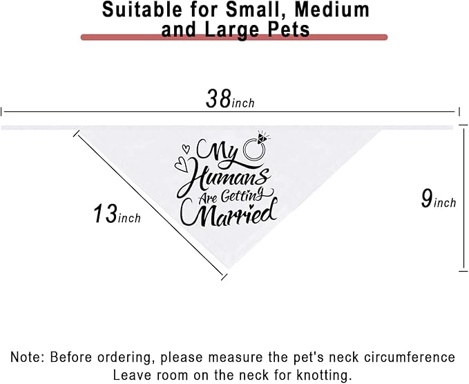 Engagement Gift, My Humans are Getting Married Dog Bandana, Wedding Photo Prop, Pet Scarf, Dog Engagement Announcement, Pet Accessories (Black)