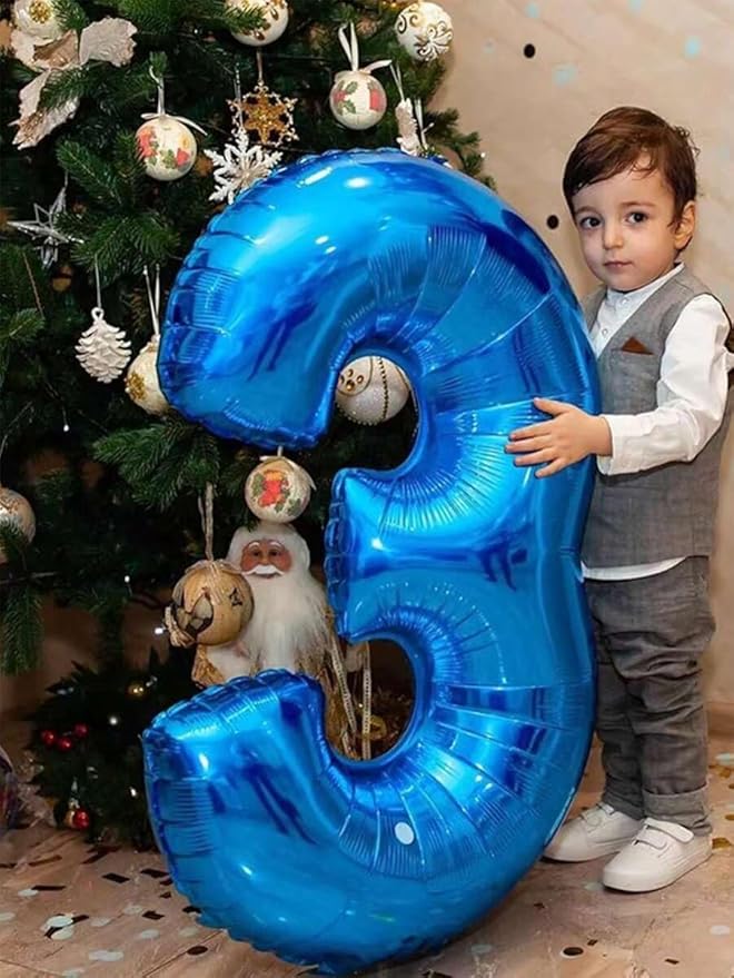 7 Balloon Blue Number, 17th Birthday Decorations For boys And Girls, 40 Inch Big Balloons for 7, 17, 27, 70 Birthday, Wedding Anniversary, Christmas, New Year, Halloween Party Decoration