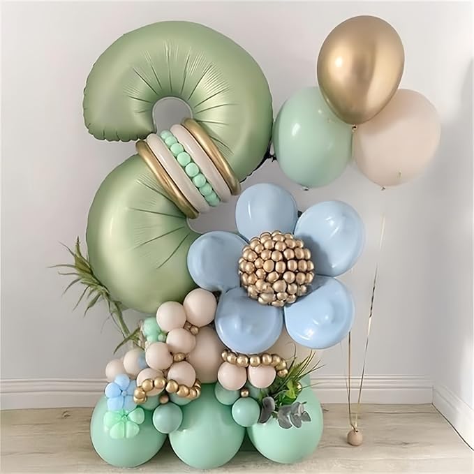 Sage Green 21st Birthday Balloons for Her, 40 Inch Olive Green Foil Number 21 Balloons for Boys Girls, Green Birthday Party Balloons Numbers 2 and 1 for Women Men 12th 21st Anniversary Decorations