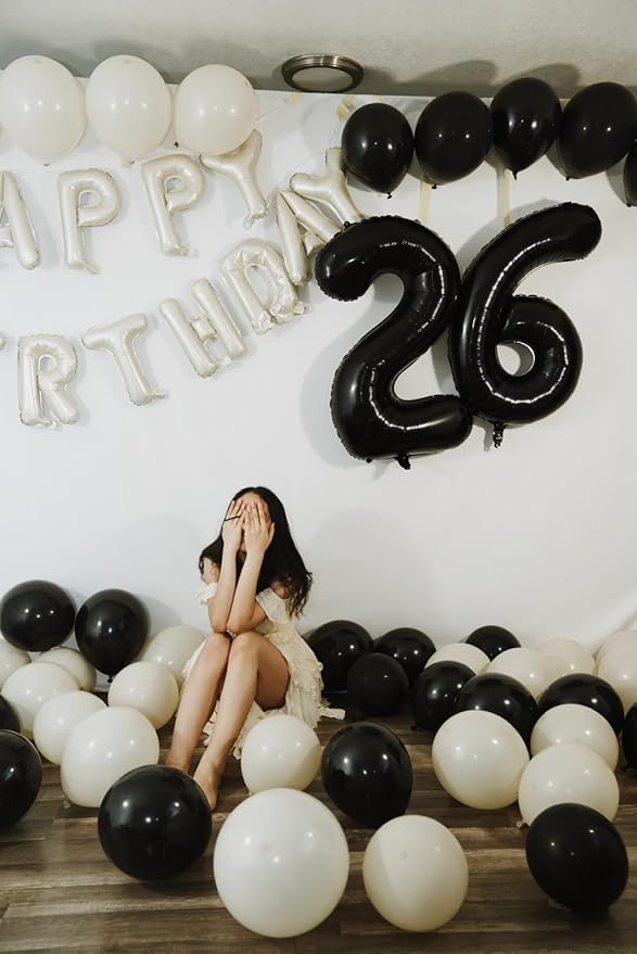 Number 6 Balloon 40 Inch, 6th Birthday Balloon for Boy Girl, Black 16 60 61 65 Numbers Balloons Birthday Party Wedding Events Decorations