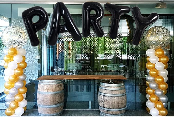 TONIFUL 40 Inch Large Black A Letter Balloon - Jumbo Helium Foil Mylar Big Alphabet for 2026 New Year Eve Graduation Wedding Baby Shower Birthday Party Anniversary Supplies Decorations