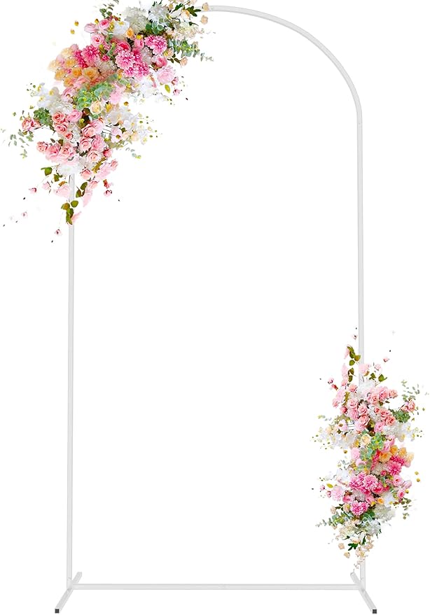 Wokceer Wedding Arch Backdrop Stand 6.6 FT White Metal Arch Chiara Backdrop Stand for Wedding Ceremony Birthday Party Photo Booth Outdoor Indoor Garden Balloon Arch Decoration