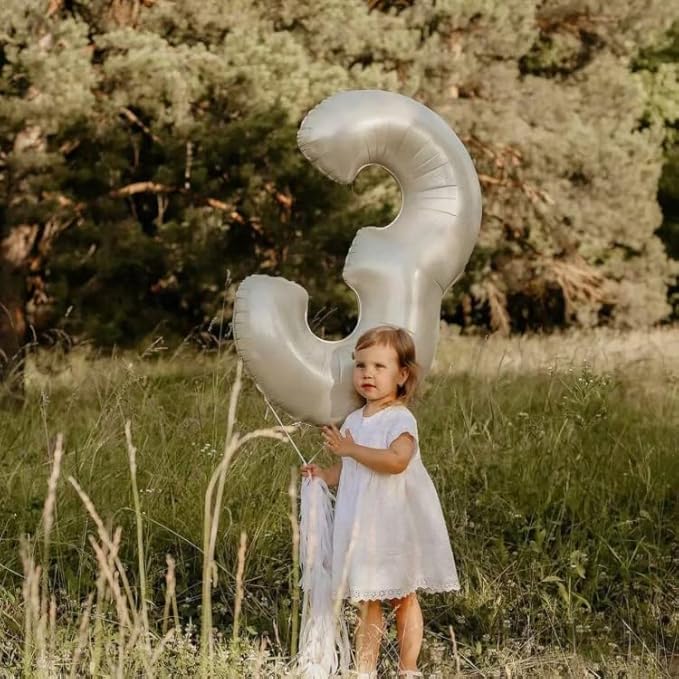 40 In Cream white Number Balloons Helium Foil Mylar Balloon Birthday Party banquet Decoration Digital 14