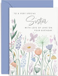 Old English Co. Birthday Card For Sister - Butterfly Hearts Flower Birthday Card for Her - Cute Birthday Card for Adult Sister from Sibling, Brother - Birthday Cards | Blank Inside with Envelope