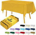 Yellow Plastic Tablecloths 2 Pack Solid Disposable Table 54 x 108 Inch Bridal Party Tablecovers PEVA Table Cloths for Picnic Birthday Wedding Banquet Parties 8 ft Rectangle Table Use