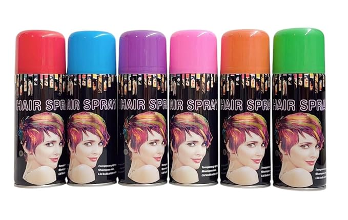 Temporary Hair Color Spray Birthday Party,New Year Party,Celebration 3OZ- Case (6 Cans) - 6 Colors