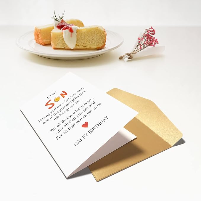 Chenive Funny Son Birthday Card from Mom and Dad, Happy Birthday Card Gift for Sons, Adult Sons Bday Greeting Cards from Parents, Having You For A Son Has Been One Of The Greatest Gifts