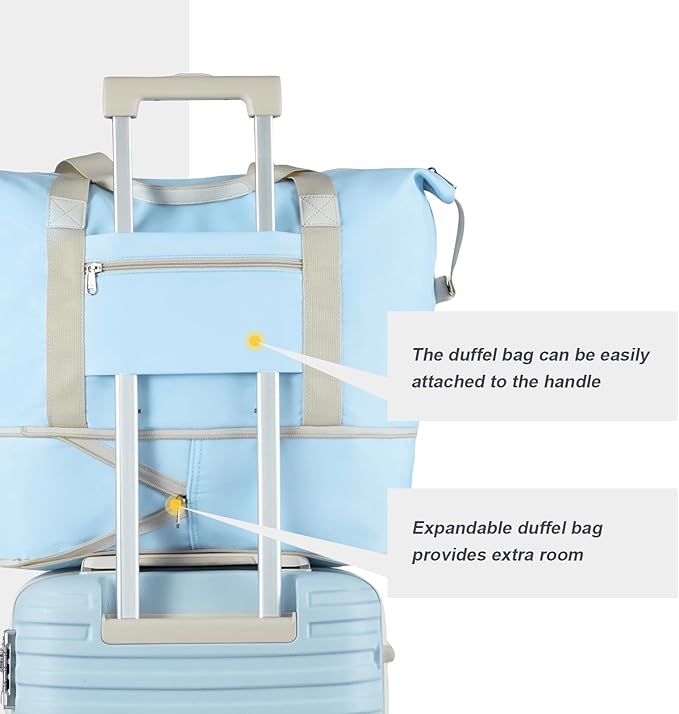Joyway Carry On Luggage 20 Inch Expandable Suitcase with Spinner Wheel, 4 Piece Hard Shell Luggage Set with TSA Lock(Lightblue brown)