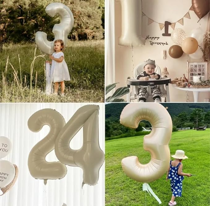 2 Numbers Balloon 40 Inch Cream White Two Balloon Number Birthday Decor, 2nd 12 21st Party Celebration Decorations Graduations Wedding Baby Shower