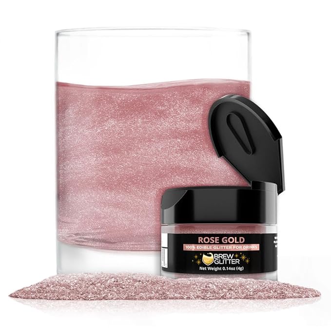 Brew Glitter Edible Glitter for Drinks, Cocktails, Beer, Garnish & Beverages (Rose Gold, 4 Grams)