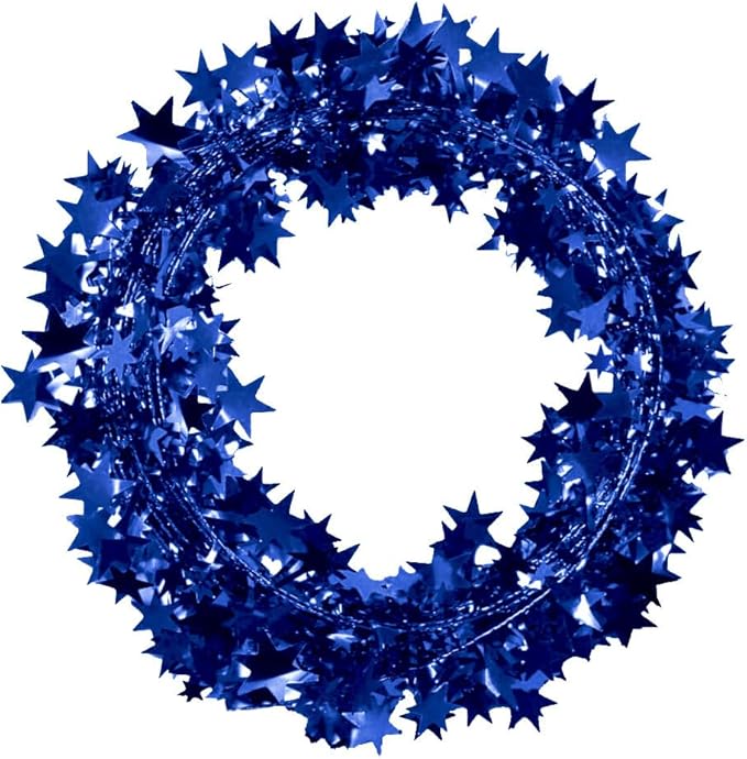 PMU 300 Ft Star Wire Shiny Garland Royal Blue - Halloween, Christmas Party, Wedding, Birthday, Festive Home Decoration Ornament Royal Blue (12pc-25Ft Each)