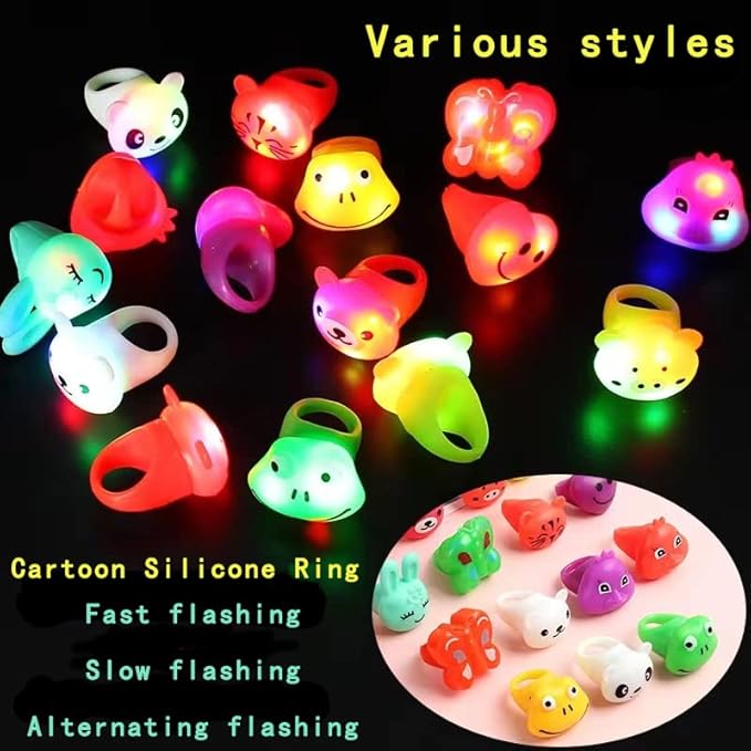 SOFLIY 99 Pcs LED Light Up Ring - Colorful Flashing Bumpy Rings Finger Toys Novelty Glow in the Dark Soft Jelly Blinking Rings Party Favors for Adults Kids Bachelorette Party Halloween Concert Gifts