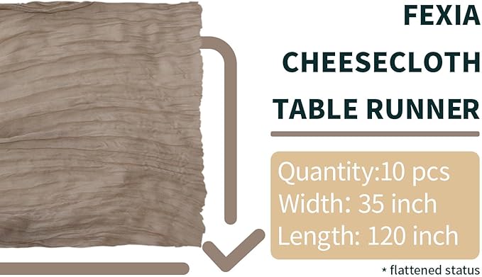 FEXIA 10 Pack Nude Table Runner 35x120 Inches Gauze Table Runner for Bridal Shower Wedding Party First Communion Centerpiece Engagement Boho Table Decoration (Nude)