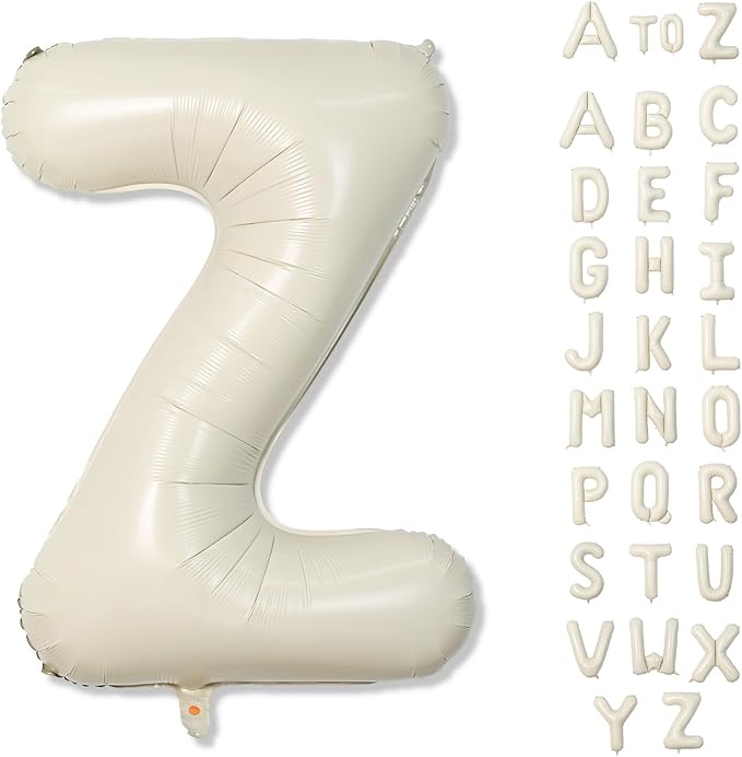 40 Inch Cream Letter Balloon 'Z' - 2 Pack, Self Inflating, Perfect for Birthday Parties, Unisex Adults