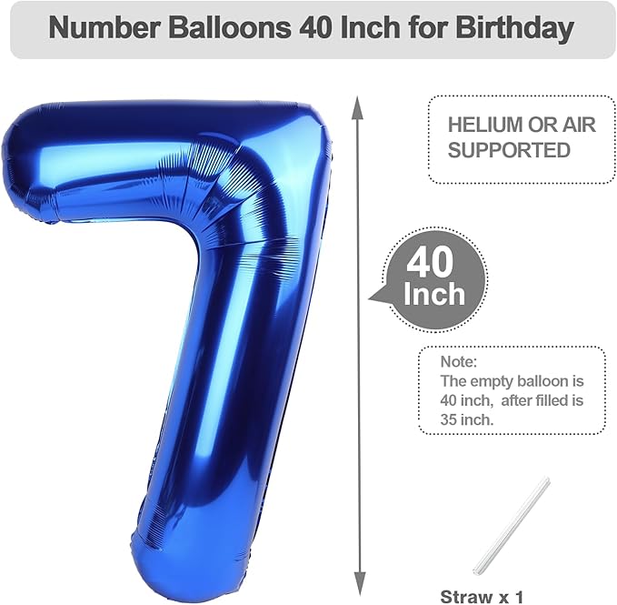 27 Number Balloons, Dark Blue Balloons for Man Woman 27th Birthday Decoration, Foil Number Ballon for 27, 72 Anniversary, Bridal Shower, Graduation, Halloween, Christmas, New Year