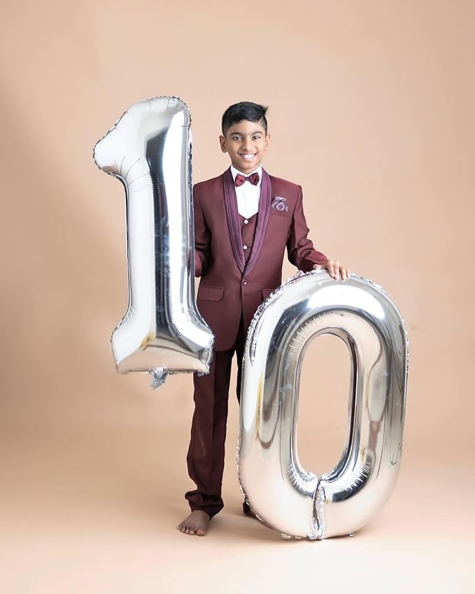 40 Inch Numbers Balloon, Silver Balloons for Birthday Party Decoration, Foil Number 0 Ballon for 10, 20, 30, 100, 2026 Celebration, Birthday, Baby Shower, Anniversary Decor