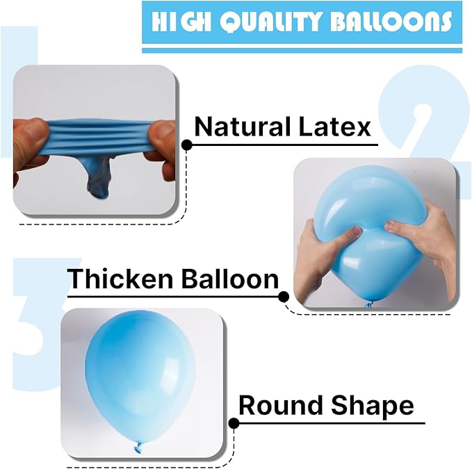 PartyWoo Light Blue Balloons 152pcs Different Sizes Pack of 18 12 10 5 Inch Baby Pastel Blue Balloon Arch Kit for Baby Shower Gender Reveal Graduation Mermaid Birthday Pool Party Decorations Blue-Y20