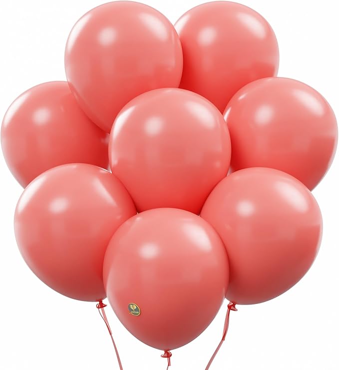 AFTERLOON® Biodegradable Balloons 50 pcs Coral Pink 10 Inch, Matte Color Thickened Extra Strong Latex Helium Float, for Baby Shower Gender Reveal Wedding Birthday Party Decorations