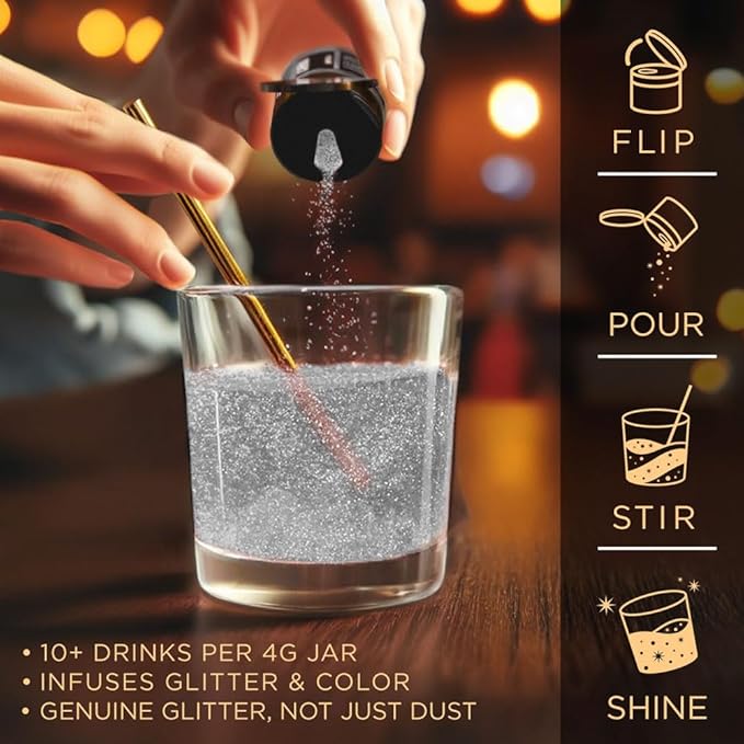Brew Glitter Edible Glitter for Drinks, Cocktails, Beer, Garnish & Beverages (Clear Shimmer, 4 Grams)