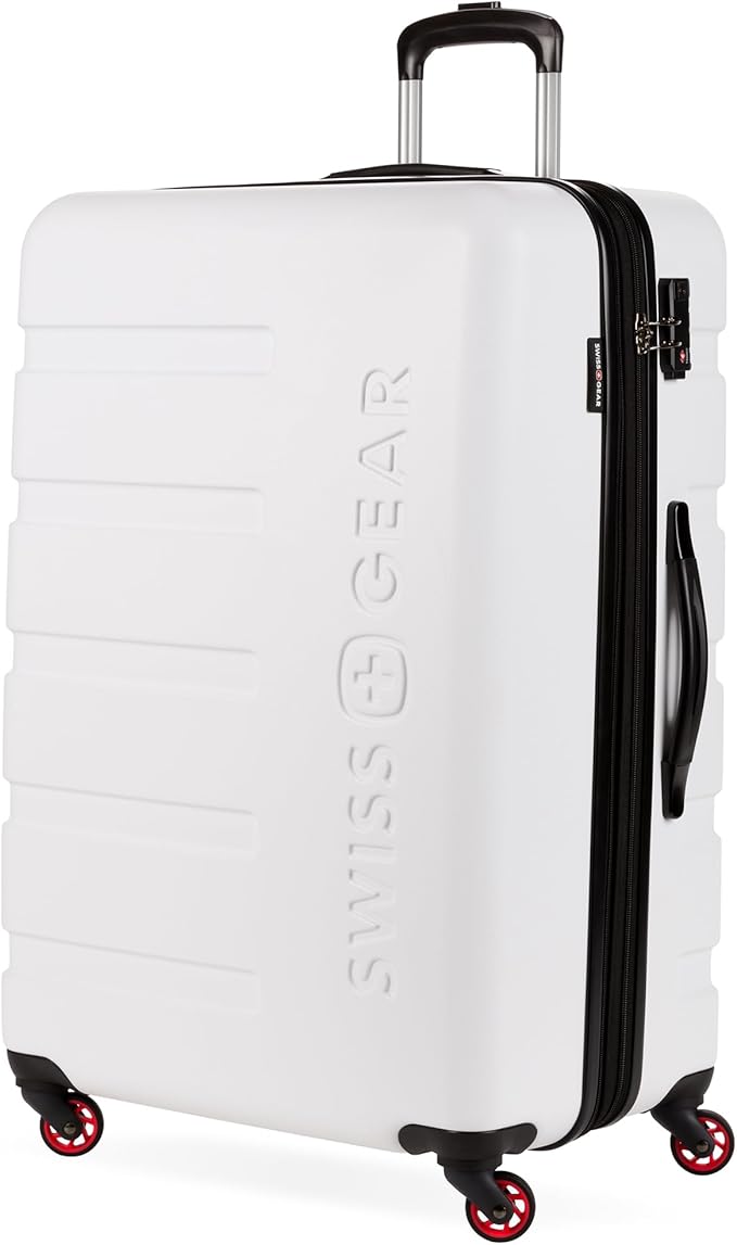 SwissGear 7366 Signature Hardside Expandable Luggage with Spinner Wheels, TSA Lock, White, Checked-Large 27-Inch