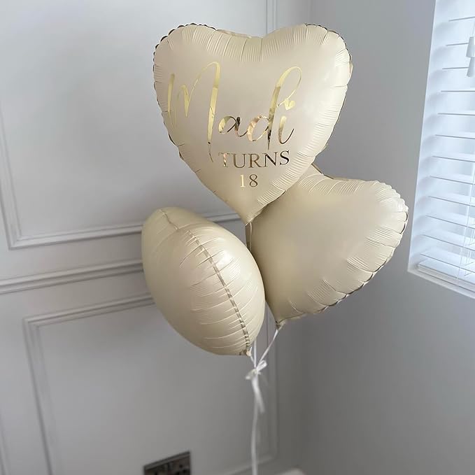 Cream Heart Balloons, 10PCS Cream White Foil Heart Shape Balloons, 18inch Beige Foil Valentine Balloons for Helium Nude Neutral Love Balloon for Valentines Day, White Wedding, Brithday Decorations