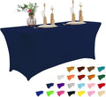 IVAPUPU 8FT Table Cloth for Rectangular Fitted Events Stretch Jean Blue Table Covers Washable Cover Spandex Tablecloth Protector for Party, Wedding, Cocktail, Banquet, Festival