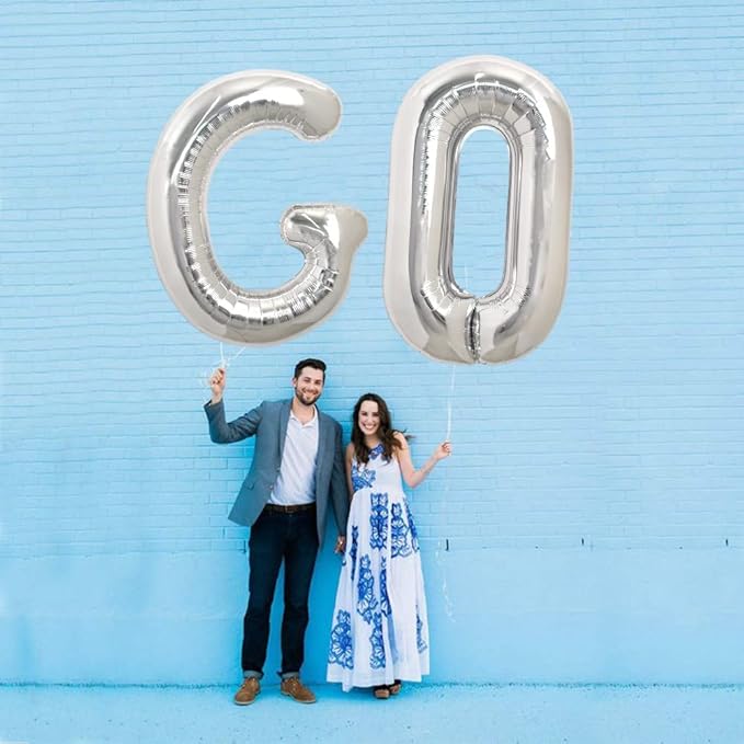 TONIFUL 40 Inch Large Silver Letter G Balloons, Foil Mylar Big Letter Balloons for 2026 New Year Eve Graduation Wedding Baby Shower Birthday Party Anniversary Supplies Decorations
