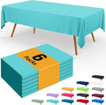 Smiry Disposable Table Cloth - 6 Pack, 54 x 78 Inch Waterproof Rectangle Tablecloths for Parties, Decorative Plastic Table Cover, Leakproof & Sturdy, Teal