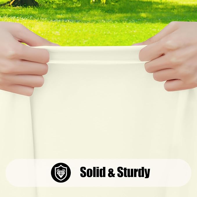 Smiry 2 Pack Rectangle Picnic Table Cloth, Waterproof Elastic Fitted Tablecloths, Washable Polyester Rectangular Patio Table Cover for Camping, Indoor and Outdoor (Beige, 30"x96")