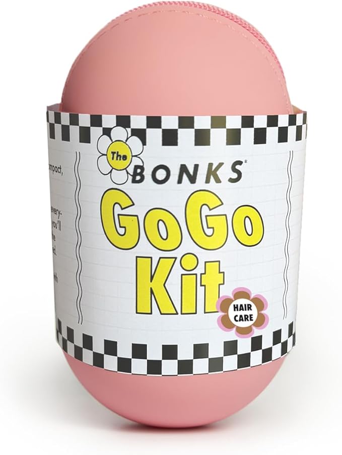 Bonks GoGo Kit - Hair Care Kit Espresso - Portable Hair Accessories Pouch for Women & Teens - Includes Mini Claw Clip, Seamless Hair Pins, Silky Hair Tie & Folding Comb - Compact Travel Essential