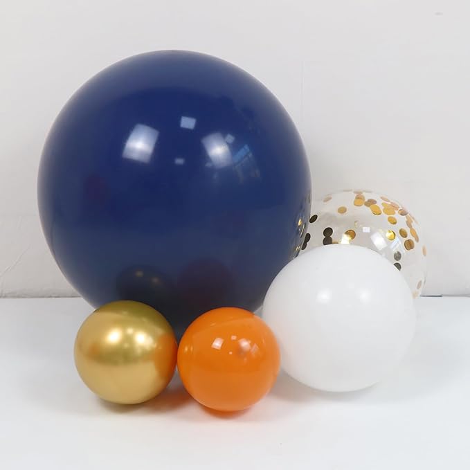 Orange and Navy Blue Balloon Arch Kit 164pcs Orange Navy Blue White Gold Confetti Balloons for Thanksgiving Wedding Baby Shower Engagement Birthday Graduations Party Decoration