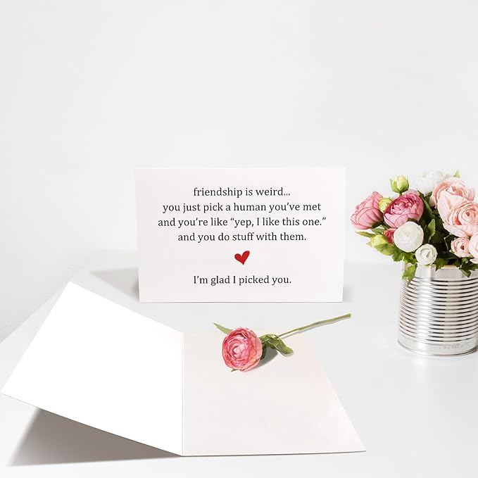 Funny Friendship Card for Women Men, Humorous Best Friend Birthday Card & Gift for Him Her, Snarky Birthday Card & Gift for Friend Bestie BFF, Friendship is Weird... I'm Glad I Picked You