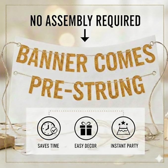 Pre-Strung You Worked Your Whole Life For This Party Gold Glitter Banner - Funny Retirement Decorations for Men and Women - Retirement Party Supplies and Gifts