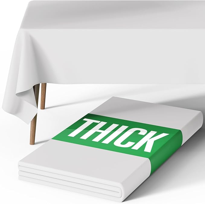Pureegg Rectangle Table Cloth 60" x 102" – Durable Polyester Tablecloth Offers Reusable & Washable Protection, Ideal for Outdoor Party, Picnic, Wedding, Banquet and Birthday, 1 Pack, White