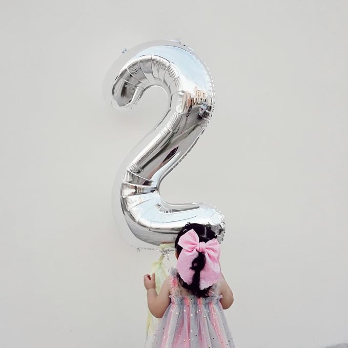 Silver Number 4 Balloon 40 Inch, 4 Balloon Number, 4th Birthday Decorations, Silver Party Supplies for Boys Girls