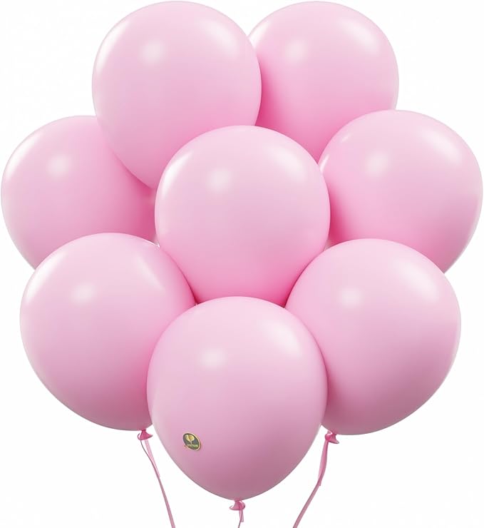 AFTERLOON® Biodegradable Balloons Cotton Candy Pink 12 Inch 100 Pack, Matte Color Thickened Extra Strong Latex Helium Float, for Baby Shower Gender Reveal Arch Wedding Birthday Party Decorations